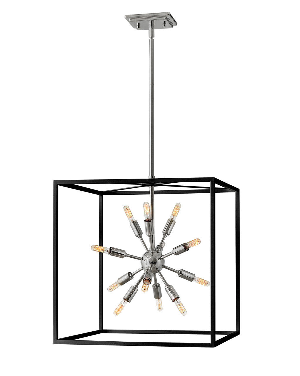 Hinkley Lighting Aros Medium Open Frame Pendant Black with Polished Nickel accents 46314BLK-PN