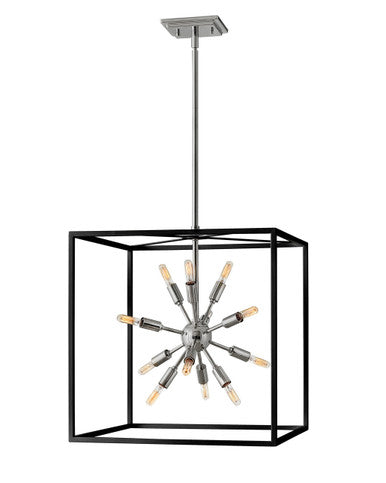 Hinkley Lighting Aros Medium Open Frame Pendant Black with Polished Nickel accents 46314BLK-PN