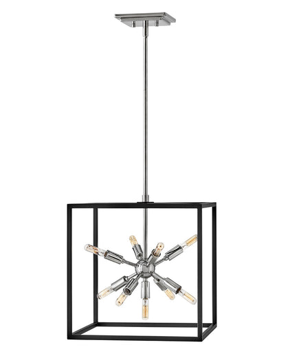 Hinkley Lighting Aros Small Pendant Black with Polished Nickel accents 46317BLK-PN