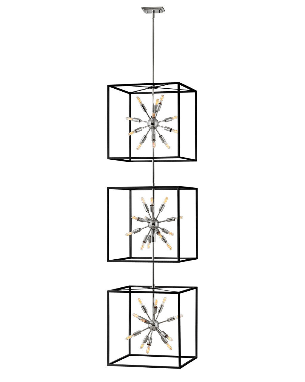 Hinkley Lighting Aros Extra Large Open Frame Three Tier Black with Polished Nickel accents 46318BLK-PN