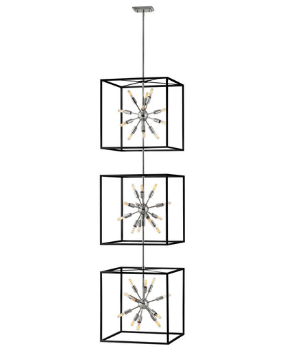 Hinkley Lighting Aros Extra Large Open Frame Three Tier Black with Polished Nickel accents 46318BLK-PN