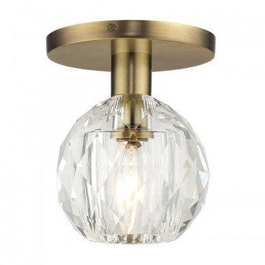 Livex Lighting Whitfield 1 Light Natural Brass Crystal Semi-Flush 46320-08