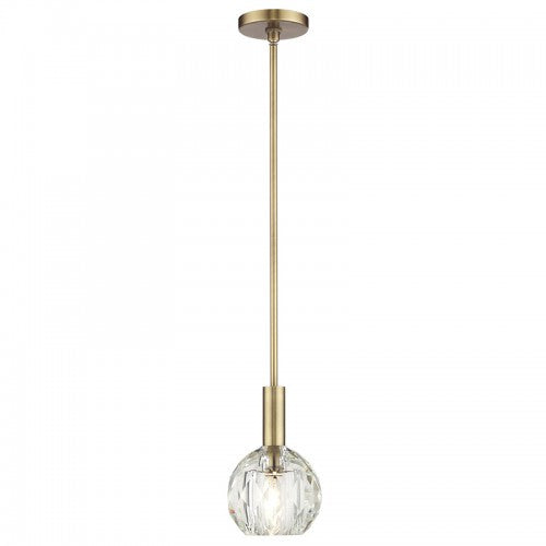 Livex Lighting Whitfield 1 Light Natural Brass Crystal Pendant 46321-08