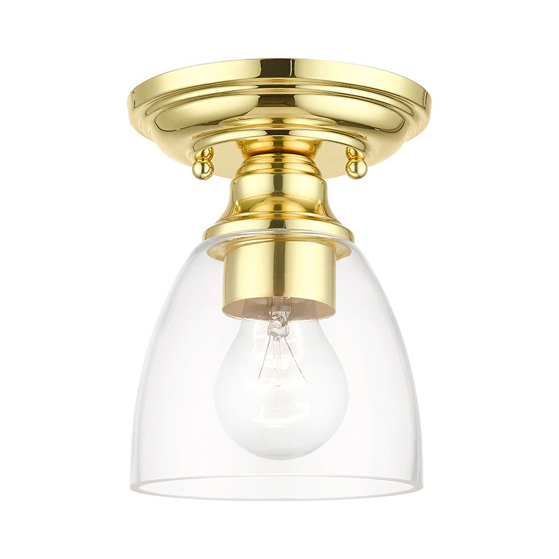 Livex Lighting Montgomery Collection  1 Light Polished Brass Petite Semi-Flush in Polished Brass 46331-02