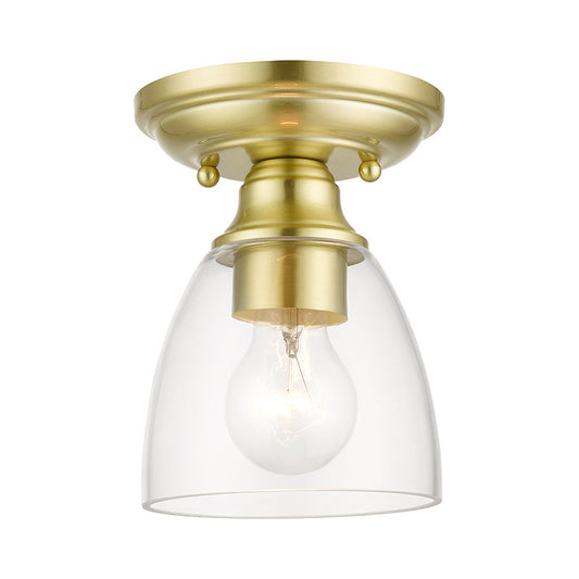 Livex Lighting Montgomery Collection  1 Light Satin Brass Petite Semi-Flush in Satin Brass 46331-12