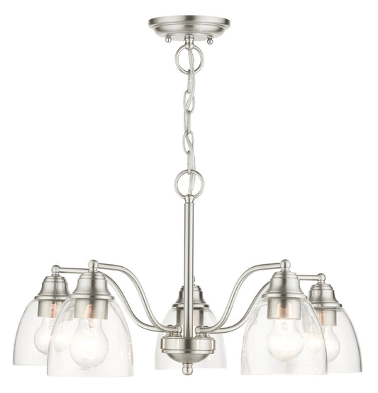 Livex Lighting Montgomery Collection  5 Light Brushed Nickel Chandelier in Brushed Nickel 46335-91