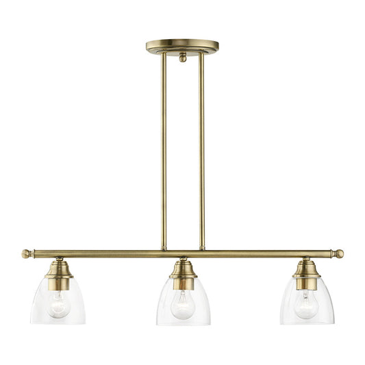 Livex Lighting Montgomery Collection  3 Light Antique Brass Linear Chandelier in Antique Brass 46337-01