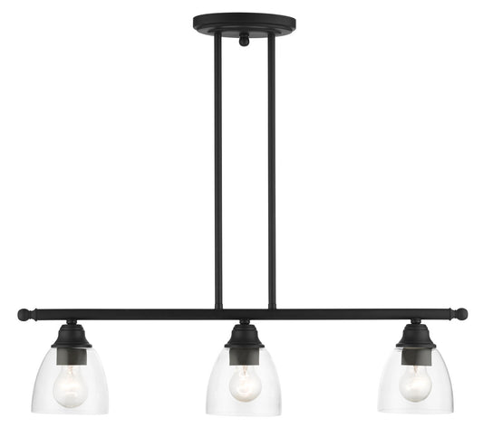 Livex Lighting Montgomery Collection  3 Light Black Linear Chandelier in Black 46337-04