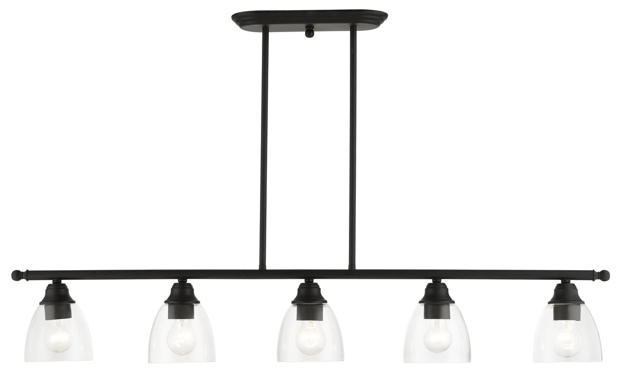 Livex Lighting Montgomery Collection  5 Light Black Linear Chandelier in Black 46338-04