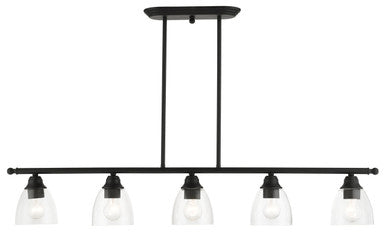 Livex Lighting Montgomery Collection  5 Light Black Linear Chandelier in Black 46338-04