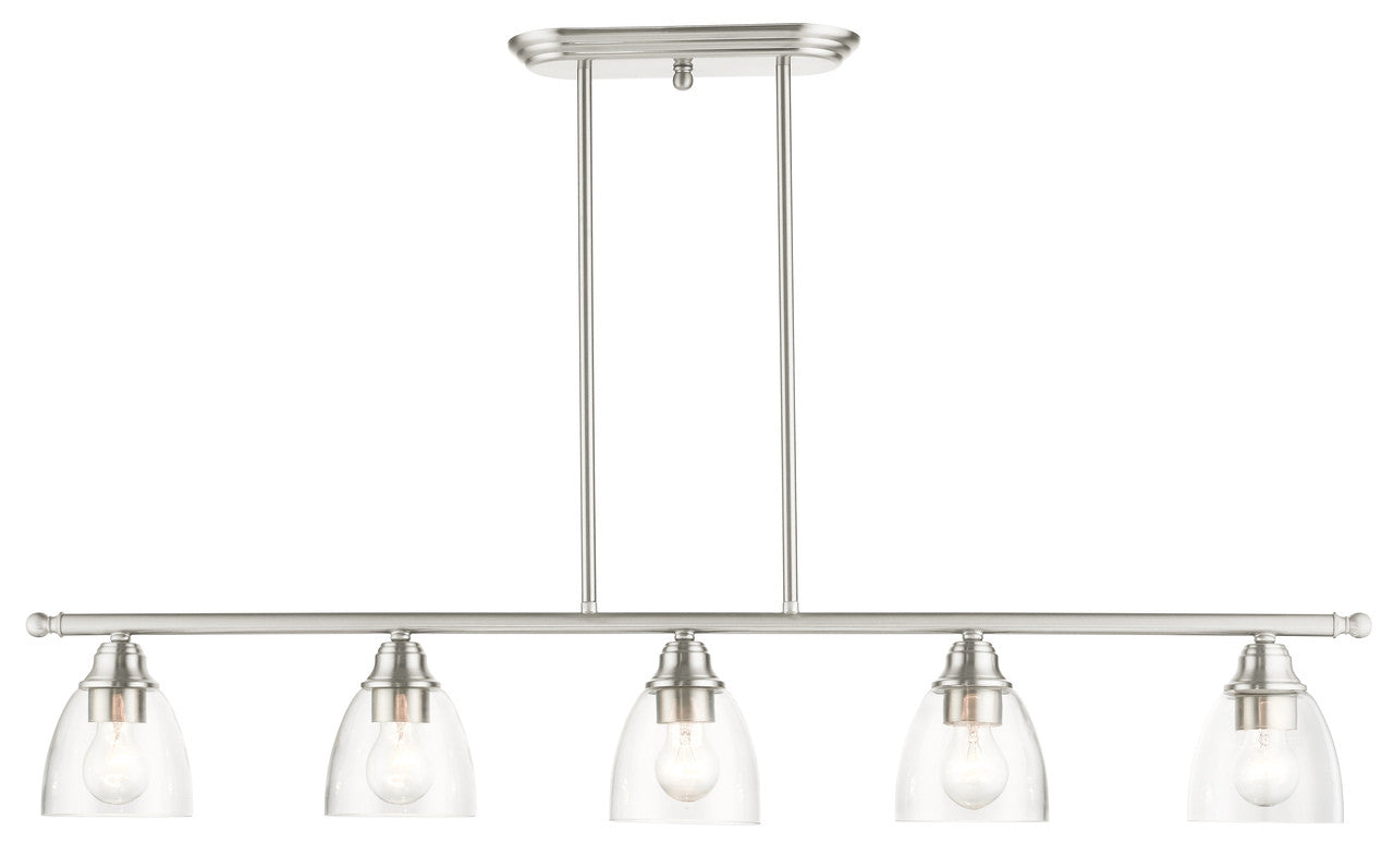 Livex Lighting Montgomery Collection  5 Light Brushed Nickel Linear Chandelier in Brushed Nickel 46338-91