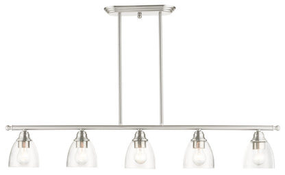 Livex Lighting Montgomery Collection  5 Light Brushed Nickel Linear Chandelier in Brushed Nickel 46338-91