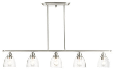 Livex Lighting Montgomery Collection  5 Light Brushed Nickel Linear Chandelier in Brushed Nickel 46338-91