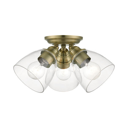 Livex Lighting Montgomery Collection  3 Light Antique Brass Semi-Flush in Antique Brass 46339-01