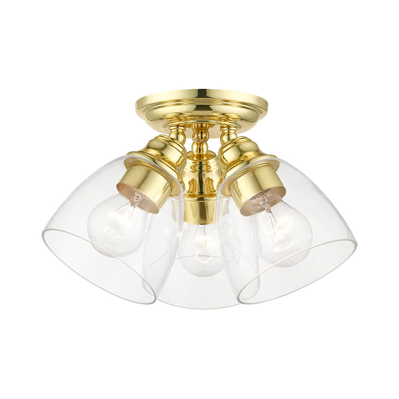 Livex Lighting Montgomery Collection  3 Light Polished Brass Semi-Flush in Polished Brass 46339-02