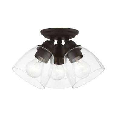 Livex Lighting Montgomery Collection  3 Light Bronze Semi-Flush in Bronze 46339-07