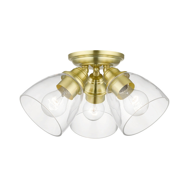 Livex Lighting Montgomery Collection  3 Light Satin Brass Semi-Flush in Satin Brass 46339-12