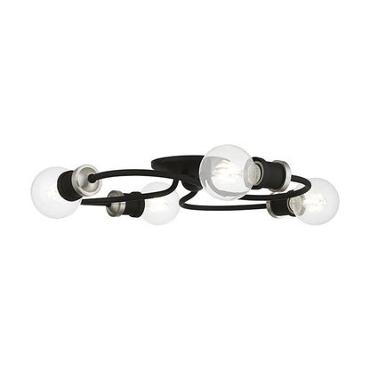 Livex Lighting Bromley Collection  4 Light Black with Brushed Nickel Accents Large Flush Mount in Black with Brushed Nickel Accents 46384-04