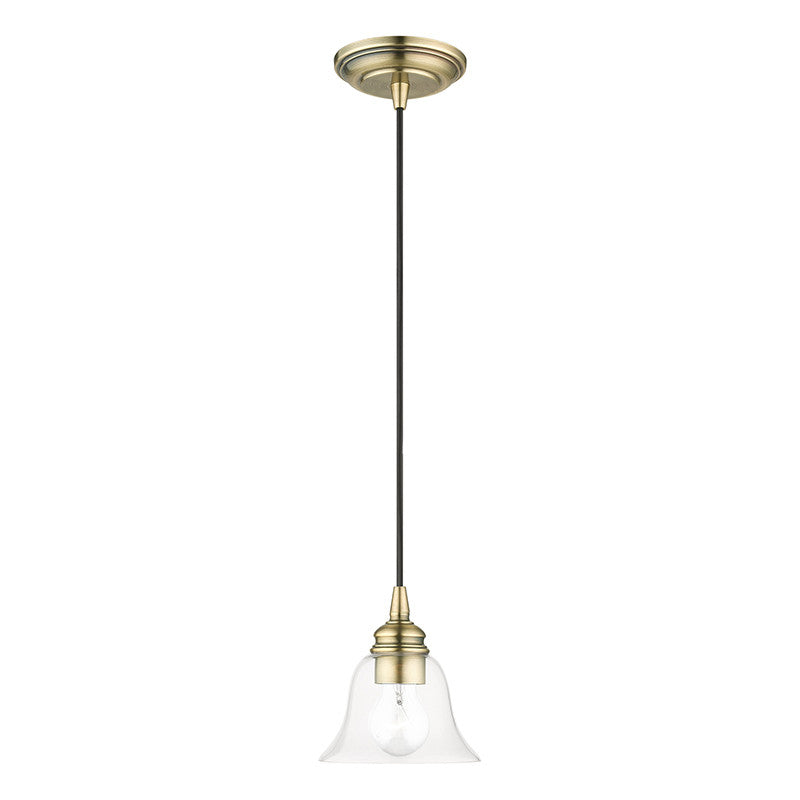 Livex Lighting Moreland Collection  1 Light Antique Brass Single Pendant in Antique Brass 46480-01