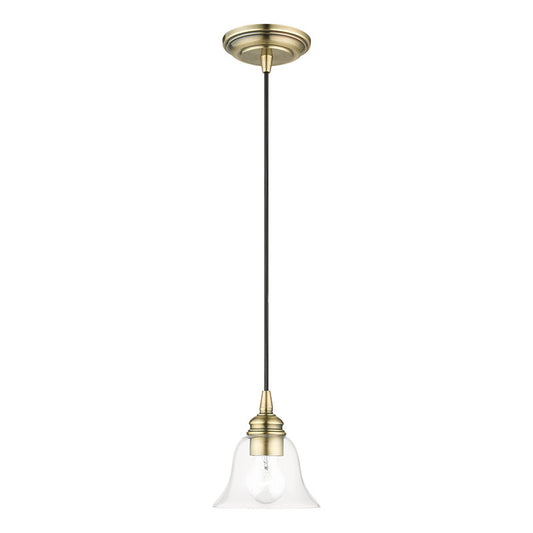 Livex Lighting Moreland Collection  1 Light Antique Brass Single Pendant in Antique Brass 46480-01