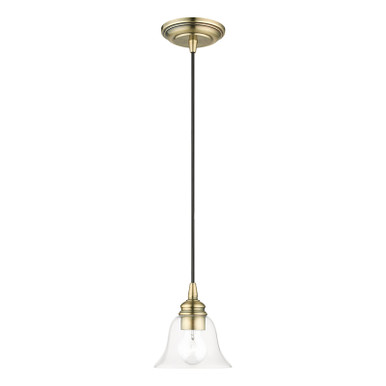 Livex Lighting Moreland Collection  1 Light Antique Brass Single Pendant in Antique Brass 46480-01