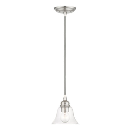 Livex Lighting Moreland Collection  1 Light Brushed Nickel Single Pendant in Brushed Nickel 46480-91