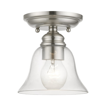 Livex Lighting Moreland Collection  1 Light Brushed Nickel Small Semi-Flush in Brushed Nickel 46481-91