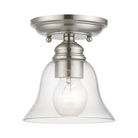 Livex Lighting Moreland Collection  1 Light Brushed Nickel Small Semi-Flush in Brushed Nickel 46481-91