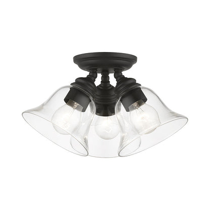 Livex Lighting Moreland Collection  3 Light Black Large Semi-Flush in Black 46489-04