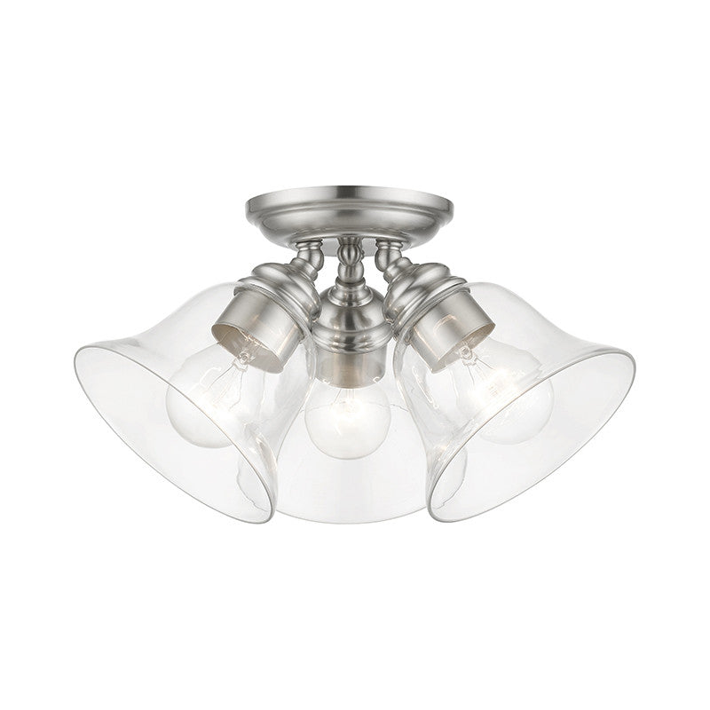 Livex Lighting Moreland Collection  3 Light Brushed Nickel Large Semi-Flush in Brushed Nickel 46489-91