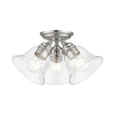 Livex Lighting Moreland Collection  3 Light Brushed Nickel Large Semi-Flush in Brushed Nickel 46489-91