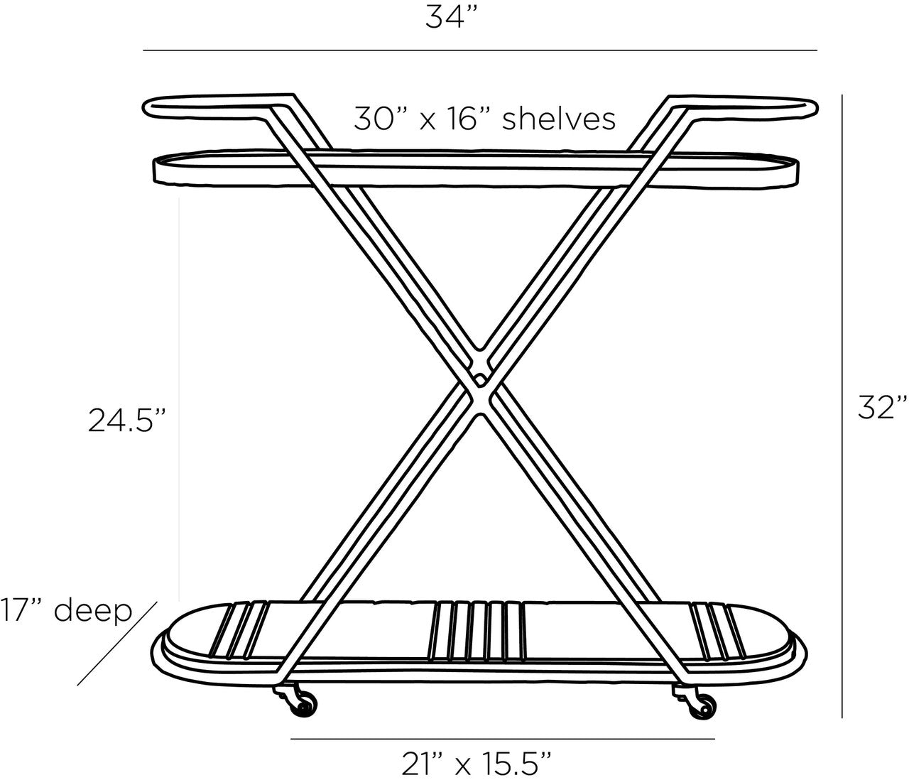 Arteriors Home Nakoa Bar Cart 4650