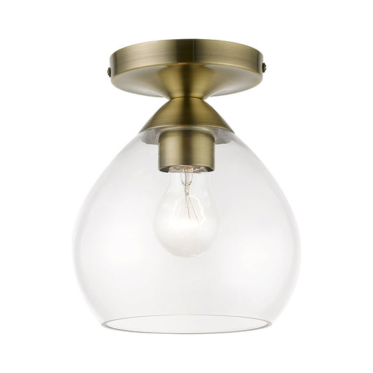 Livex Lighting Catania Collection  1 Light Antique Brass Semi-Flush in Antique Brass 46500-01