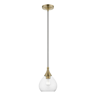 Livex Lighting Catania Collection  1 Light Antique Brass Mini Pendant in Antique Brass 46501-01