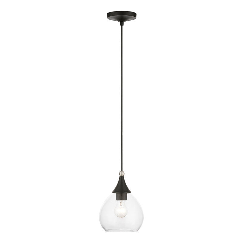 Livex Lighting Catania Collection  1 Light Black with Brushed Nickel Accents Mini Pendant in Black with Brushed Nickel Accents 46501-04