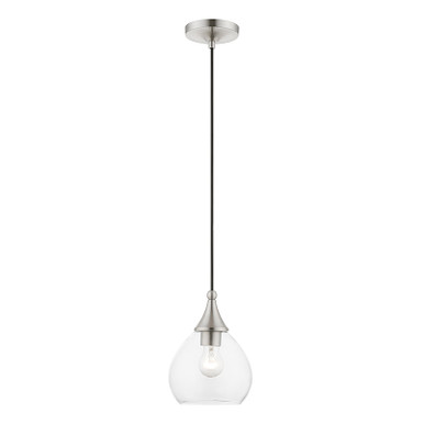 Livex Lighting Catania Collection  1 Light Brushed Nickel Mini Pendant in Brushed Nickel 46501-91