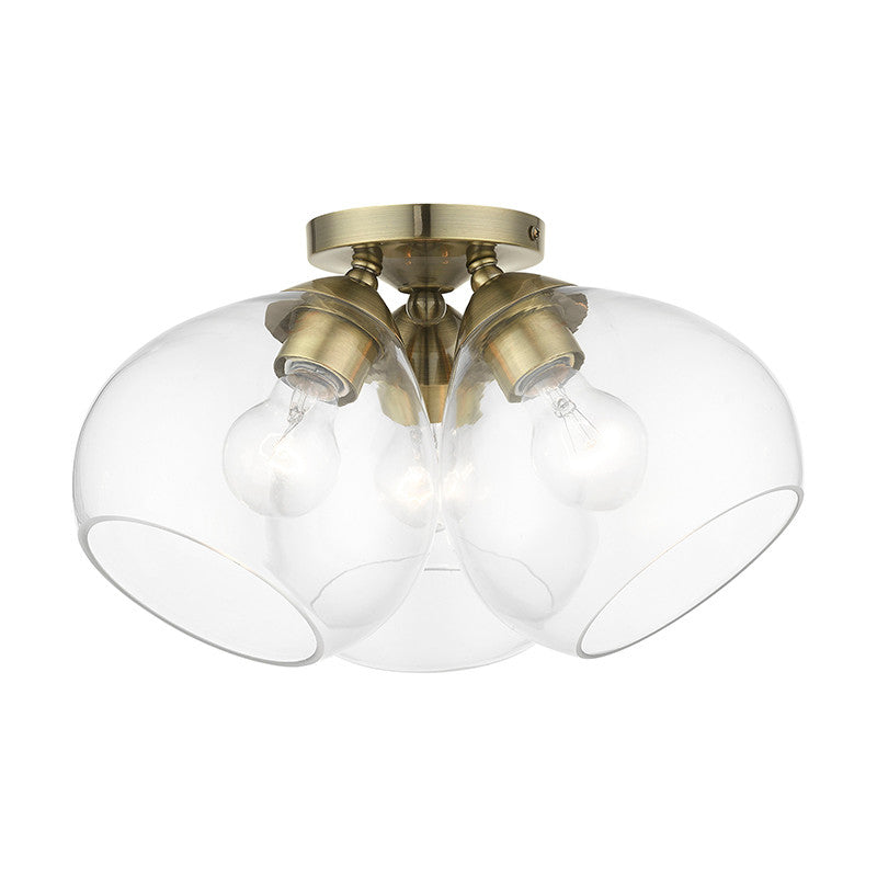 Livex Lighting Catania Collection  3 Light Antique Brass Semi-Flush in Antique Brass 46502-01