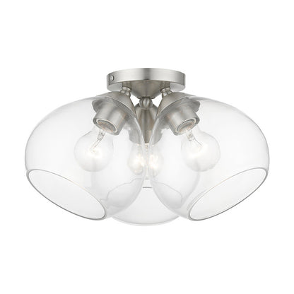 Livex Lighting Catania Collection  3 Light Brushed Nickel Semi-Flush in Brushed Nickel 46502-91