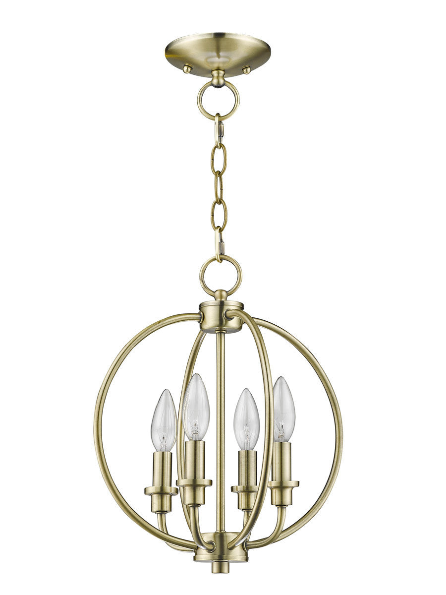 Livex Lighting Milania Collection 4 Light AB Chain Lantern/Ceiling Mount in Antique Brass 4664-01