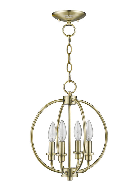 Livex Lighting Milania Collection 4 Light AB Chain Lantern/Ceiling Mount in Antique Brass 4664-01