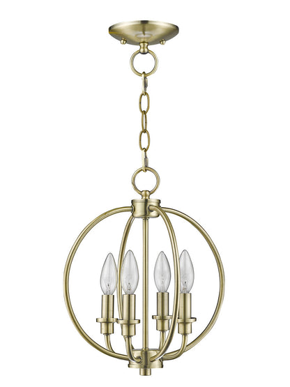 Livex Lighting Milania Collection 4 Light AB Chain Lantern/Ceiling Mount in Antique Brass 4664-01