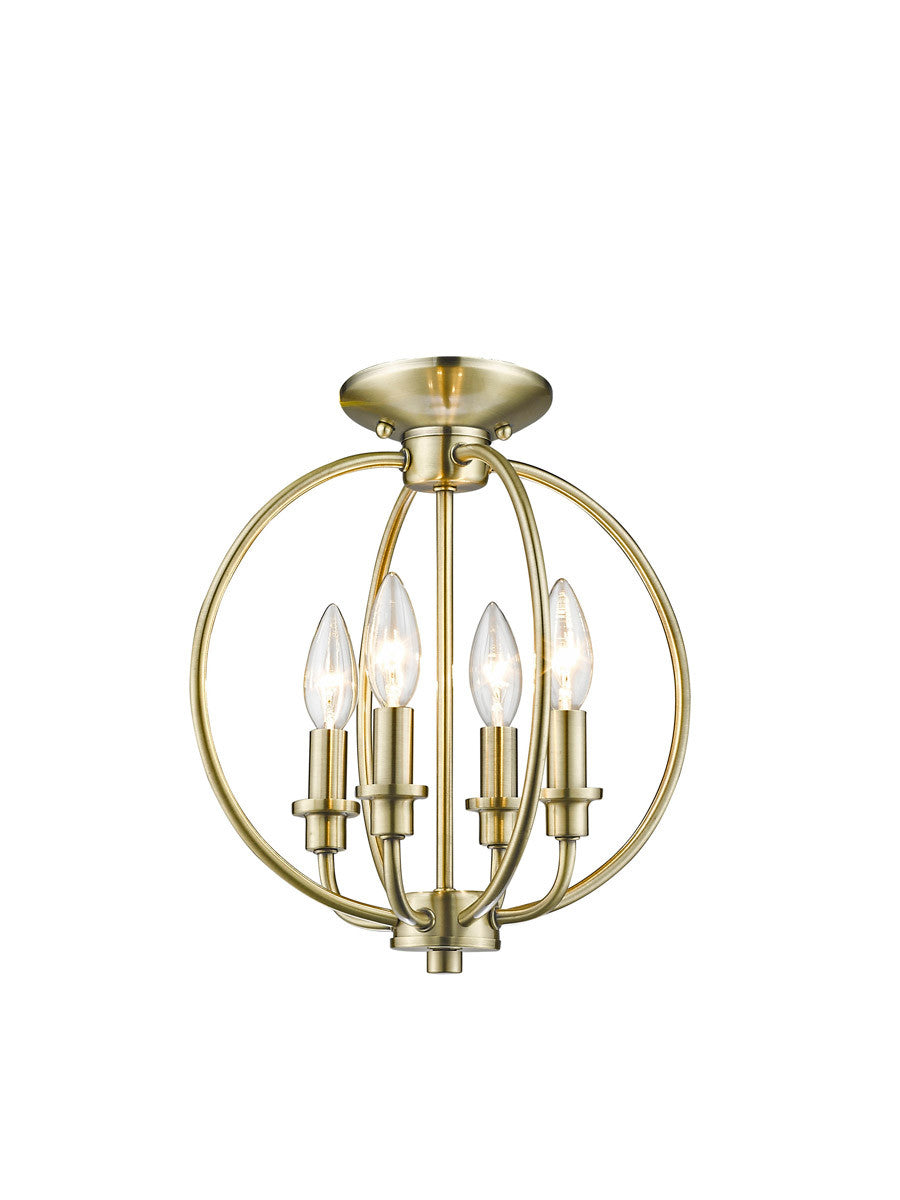 Livex Lighting Milania Collection 4 Light AB Chain Lantern/Ceiling Mount in Antique Brass 4664-01