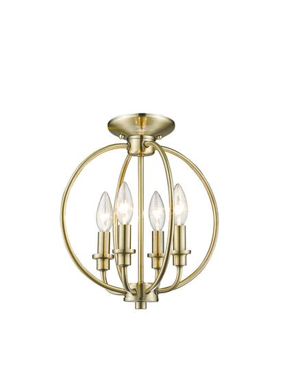 Livex Lighting Milania Collection 4 Light AB Chain Lantern/Ceiling Mount in Antique Brass 4664-01