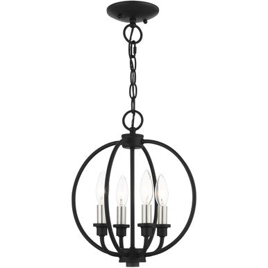 Livex Lighting Milania Collection 4 Lt Black Chandelier  in Black with Brushed Nickel Accents 4664-04