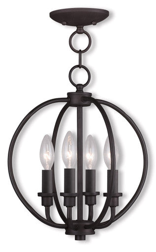 Livex Lighting Milania Collection 4 Light Bronze Lantern/Ceiling Mount in Bronze 4664-07