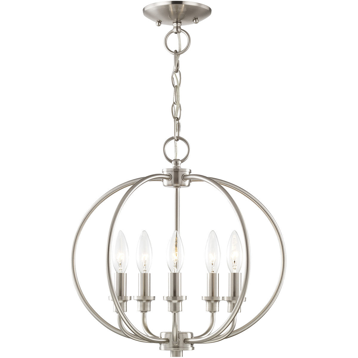 Livex Lighting Milania Collection 5 Light BN Chain Lantern/Ceiling Mount in Brushed Nickel 4665-91