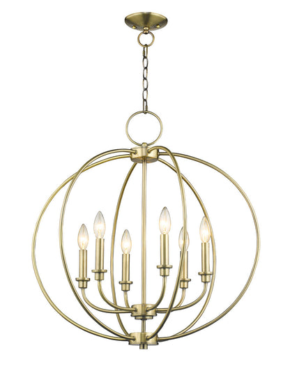 Livex Lighting Milania Collection 6 Light Antique Brass Chandelier in Antique Brass 4666-01