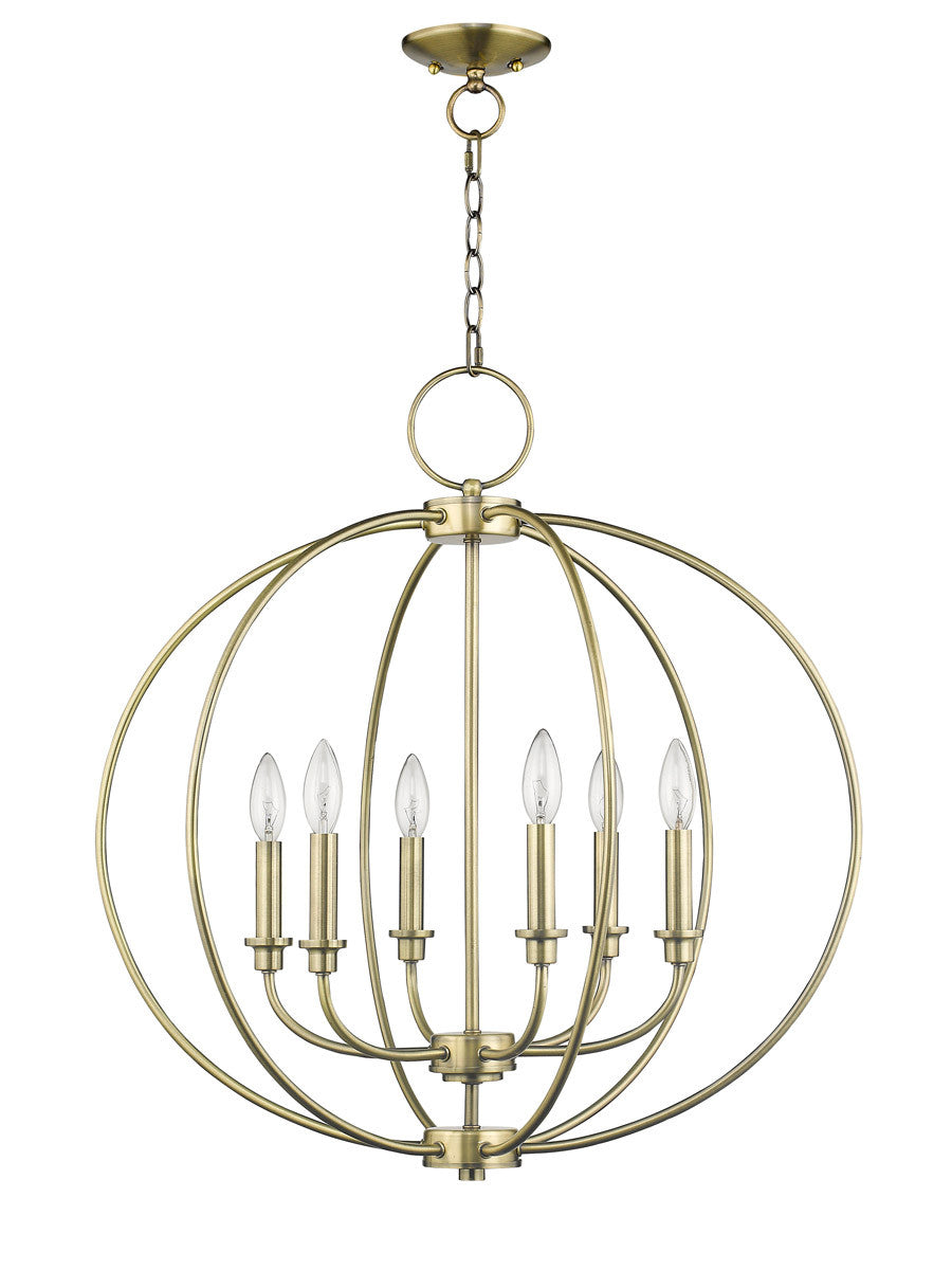 Livex Lighting Milania Collection 6 Light Antique Brass Chandelier in Antique Brass 4666-01