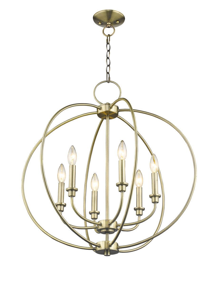 Livex Lighting Milania Collection 6 Light Antique Brass Chandelier in Antique Brass 4666-01