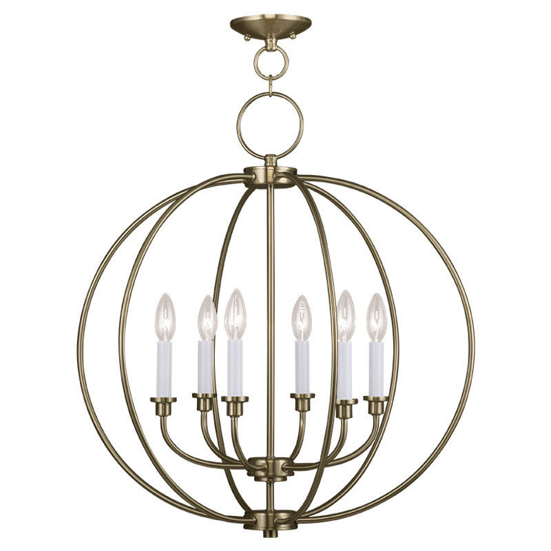 Livex Lighting Milania Collection 6 Light Antique Brass Chandelier in Antique Brass 4666-01